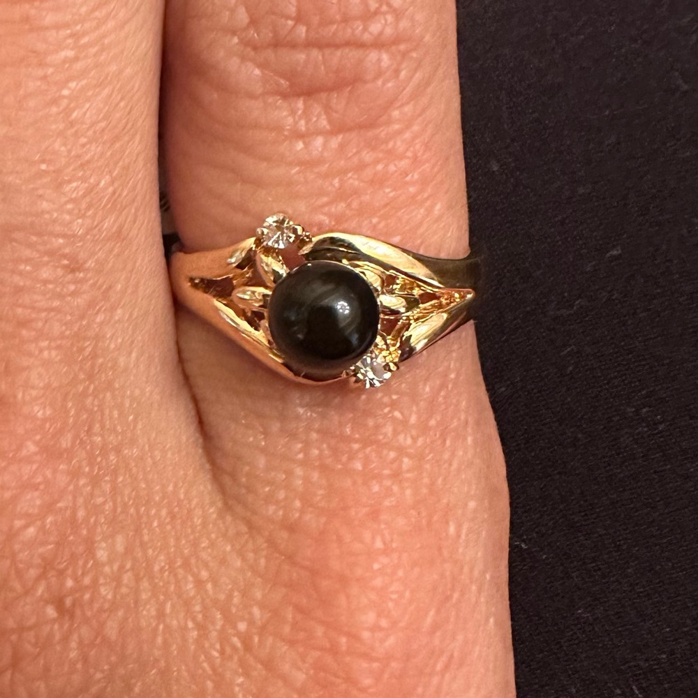 Onyx ring gold plated